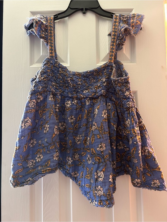 Free People Tops - Free People Lavender Blue Floral Smocked Tank